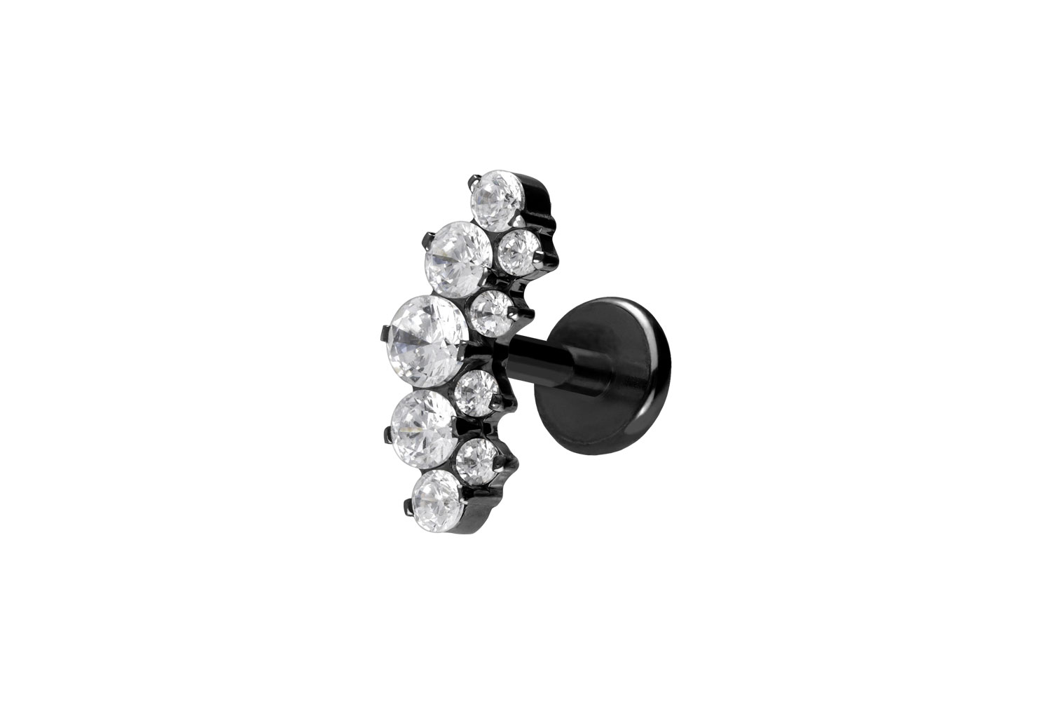 Titan Labret Piercing mit Push Fit KRISTALLBOGEN